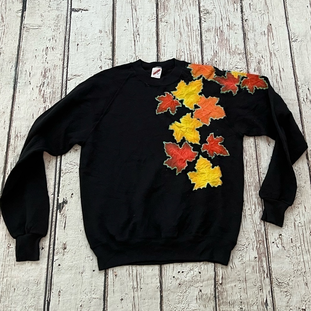 Vintage 1980s Fall Foilage Pullover Jumper Crewneck Pullover Sweatshirt